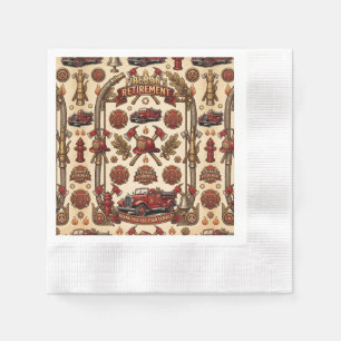 Vintage Firefighter Retirement Party Napkin