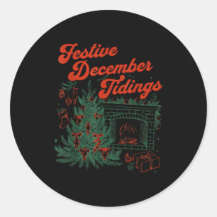 Vintage Fireplace Subtle Festive December Tidings  Classic Round Sticker