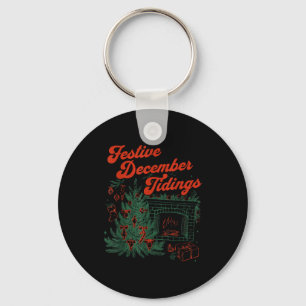 Vintage Fireplace Subtle Festive December Tidings  Key Ring