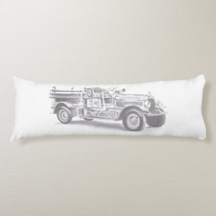 vintage firetruck pencil sketch fireman drawing  body cushion