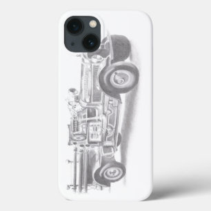 vintage firetruck pencil sketch fireman drawing iPhone 13 case