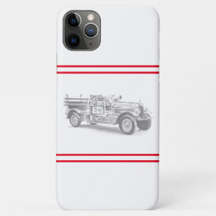 vintage firetruck pencil sketch fireman drawing iPhone 11 pro max case