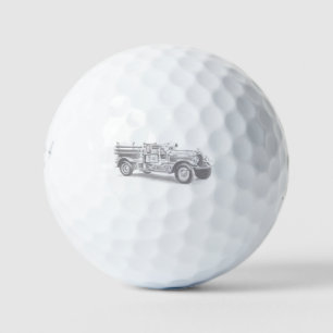 vintage firetruck pencil sketch fireman drawing golf balls