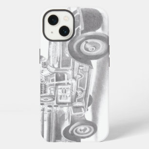 vintage firetruck pencil sketch fireman drawing iPhone 13 case