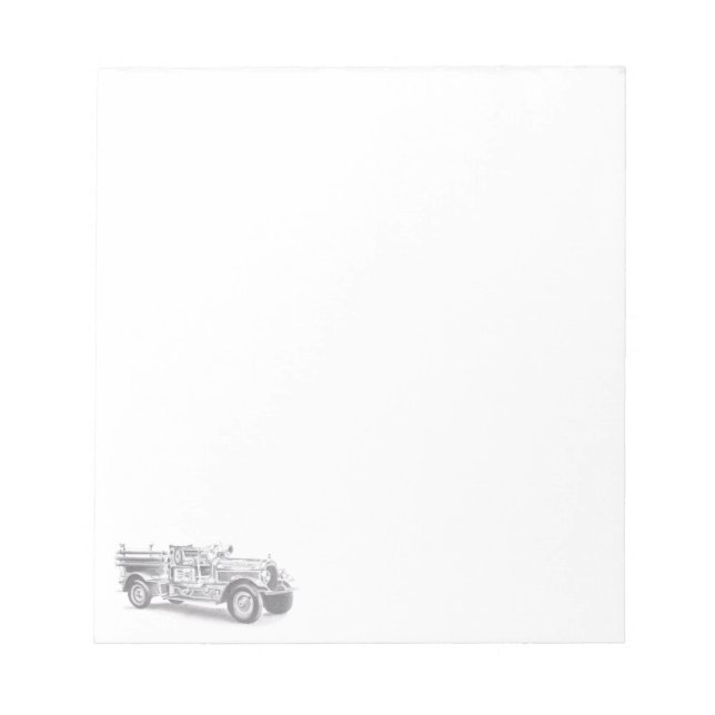 vintage firetruck pencil sketch fireman drawing  notepad (Front)