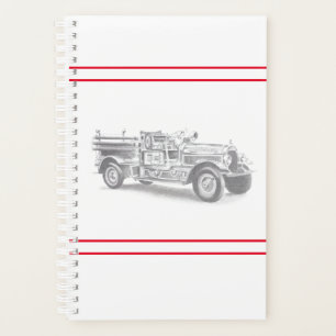 vintage firetruck pencil sketch fireman drawing  planner