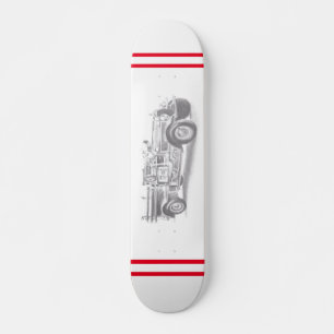 vintage firetruck pencil sketch fireman drawing  skateboard