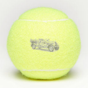 vintage firetruck pencil sketch fireman drawing tennis balls