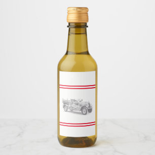 vintage firetruck pencil sketch fireman drawing wine label