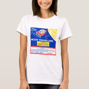 Vintage Firework Rocket Moon Traveller Label T-Shirt