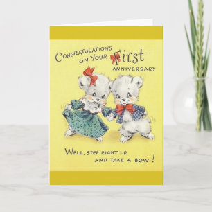 Vintage First Anniversary Greeting Card