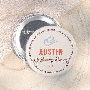 Vintage First Rodeo Cowboy 1st Birthday Boy 6 Cm Round Badge