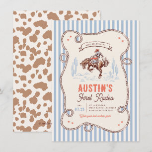 Vintage First Rodeo Cowboy 1st Birthday Invitation