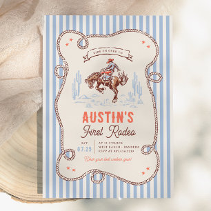 Vintage First Rodeo Cowboy 1st Birthday Invitation