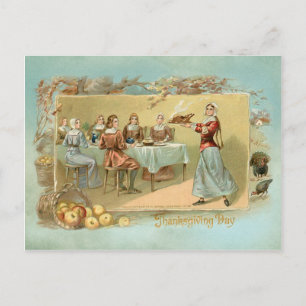 Vintage First Thanksgiving Dinner Holiday Postcard
