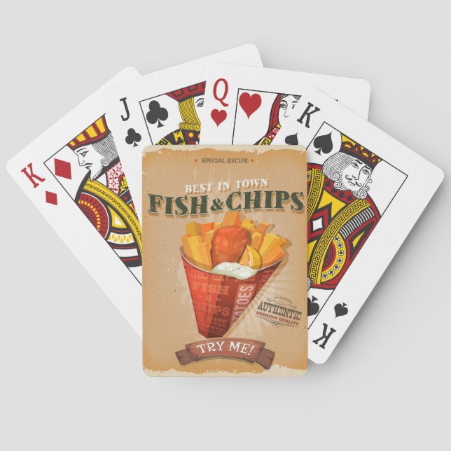 Vintage Fish and Chips Ad Playing Cards (Back)