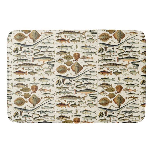 Vintage Fish by Adolphe Millot Bath Mat (Front)