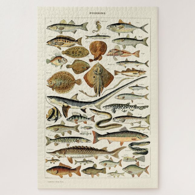 Vintage Fish by Adolphe Millot Jigsaw Puzzle (Vertical)
