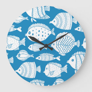 Vintage Fish: Decorative Illustration Set. Large Clock