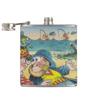 Vintage Fish Hat Gone Fishing Fun Tag-along Flask
