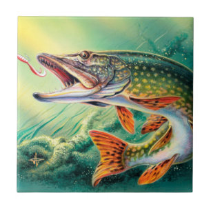 Vintage fish home decor tile