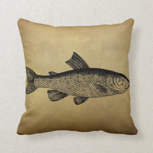 Vintage Fish Illustration Cushion