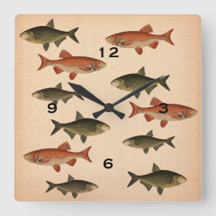 Vintage Fish Illustrations Wall Clock