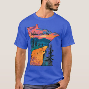Vintage Fish Minnesota State Map MN Fly Fishing T-Shirt