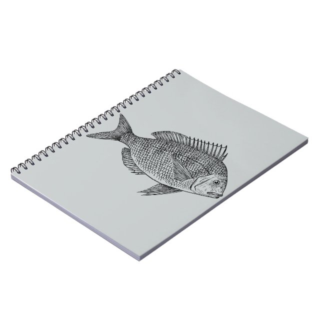 Vintage fish nautical marine art illustration notebook (Left Side)