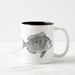 Vintage fish nautical marine art illustration Two-Tone coffee mug