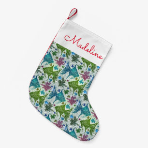Vintage Fish Pattern   Add Your Name Small Christmas Stocking