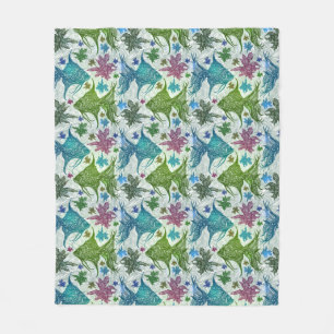 Vintage Fish Pattern Fleece Blanket