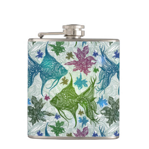 Vintage Fish Pattern Hip Flask