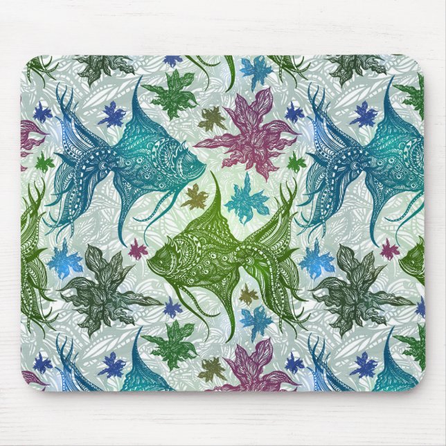 Vintage Fish Pattern Mouse Mat (Front)