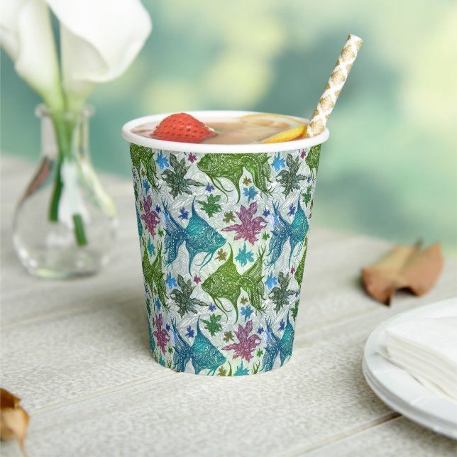 Vintage Fish Pattern Paper Cups (Insitu)