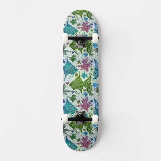 Vintage Fish Pattern Skateboard (Front)