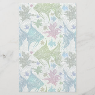 Vintage Fish Pattern Stationery