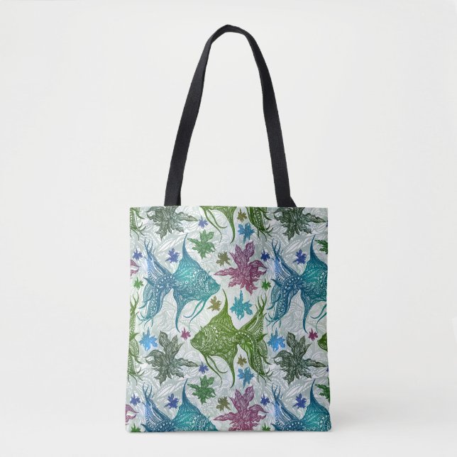 Vintage Fish Pattern Tote Bag (Front)