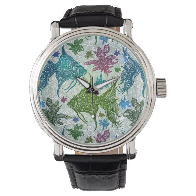 Vintage Fish Pattern Watch (Front)