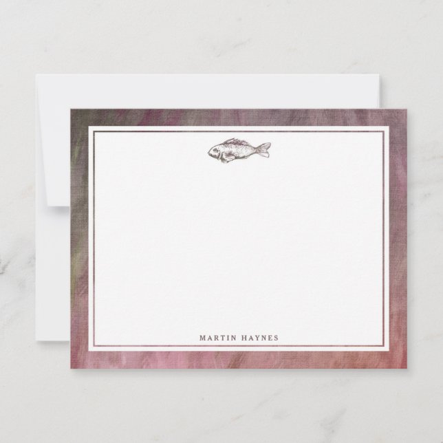 Vintage Fish Personalised Stationery Card (Front)