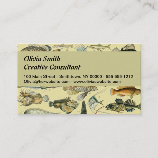 Vintage Fish Scientific Fishing Art Business Card (Front)