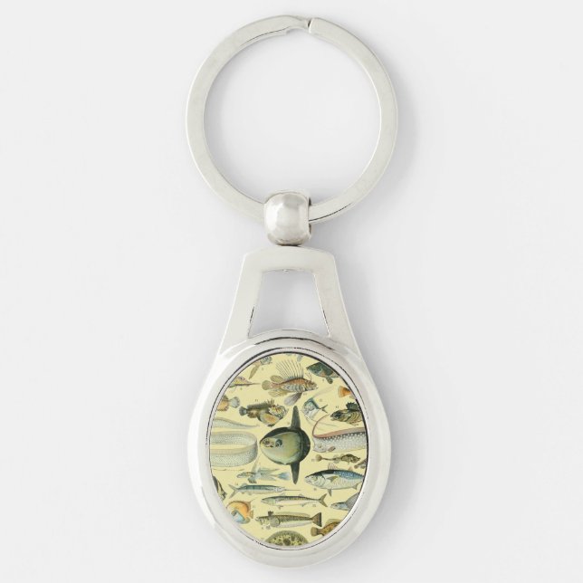Vintage Fish Scientific Fishing Art Key Ring (Front)