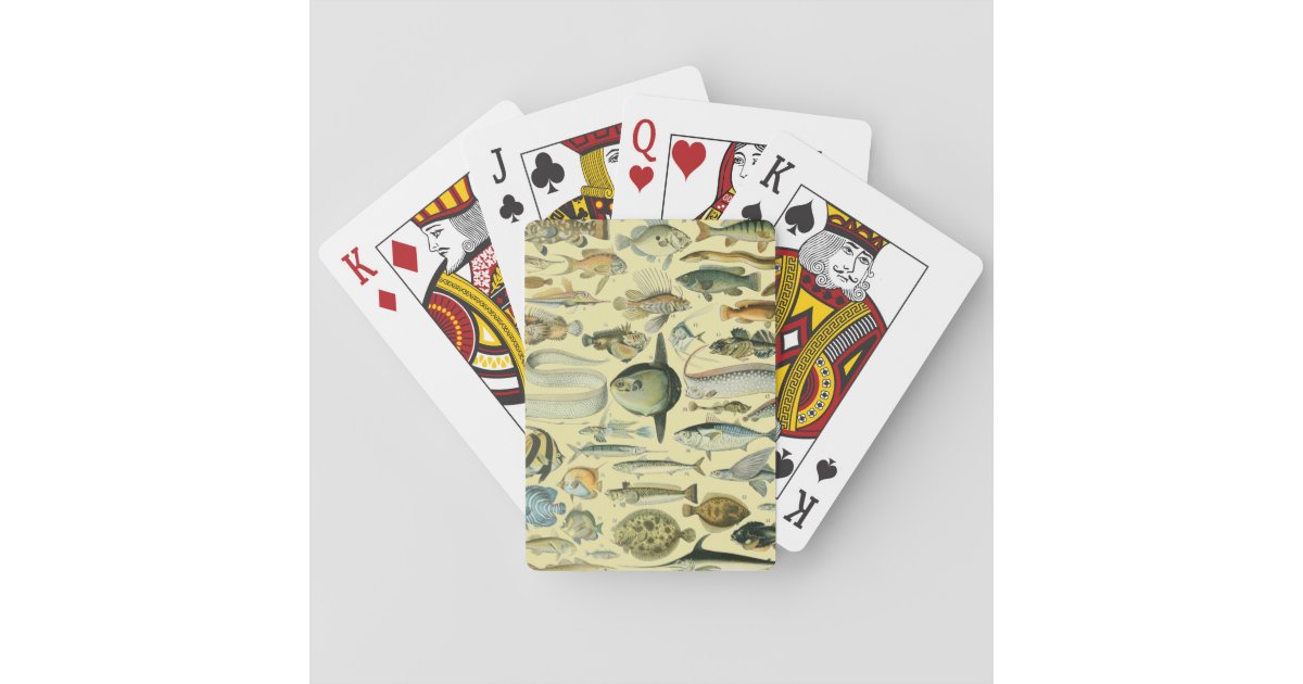 Vintage Fish Scientific Fishing Art Playing Cards | Zazzle