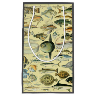 Vintage Fish Scientific Fishing Art Small Gift Bag