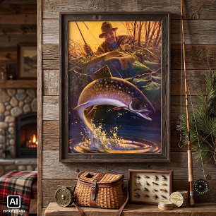 Vintage Fish, Sports Fishing Trout Catch n Release Poster