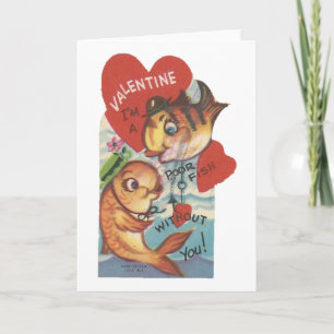 Vintage Fish Valentine Holiday Card