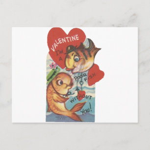 Vintage Fish Valentine Holiday Postcard