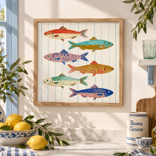 Vintage Fish Wall Art Poster Coastal Kitchen Decor