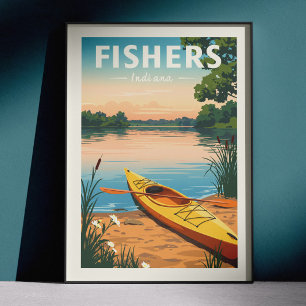 Vintage Fishers Indiana Poster