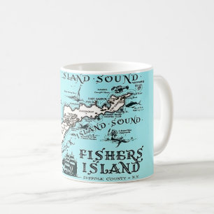 Vintage Fishers Island NY Map Mug